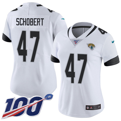 Nike Jacksonville Jaguars #47 Joe Schobert White Women Stitched NFL 100th Season Vapor Untouchable Limited Jersey->women nfl jersey->Women Jersey